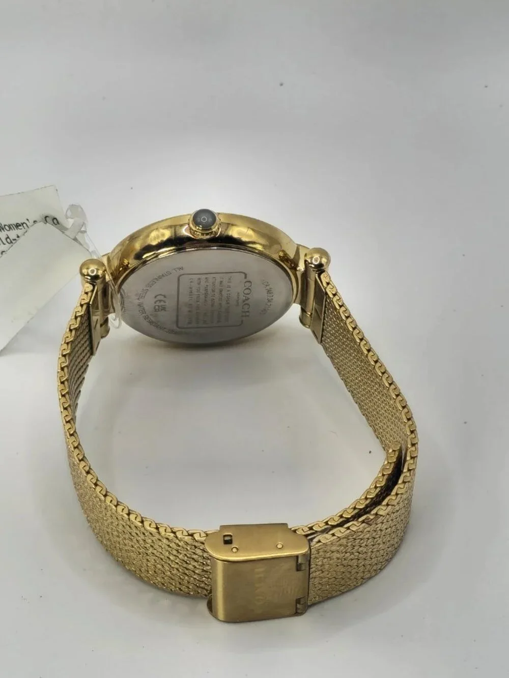 Coach Cary Crystal Womens Gold-Tone Mesh Bracelet Watch 14503997 36mm